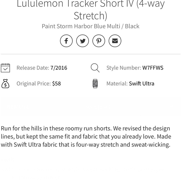 LULULEMON Tracker‎ Short IV 4-Way Stretch in
Paint Storm Harbor Blue Mult… - Picture 12 of 14